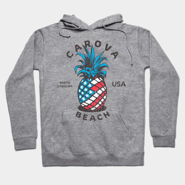 Carova, NC Summertime Vacationing Patriotic Pineapple Hoodie by Contentarama